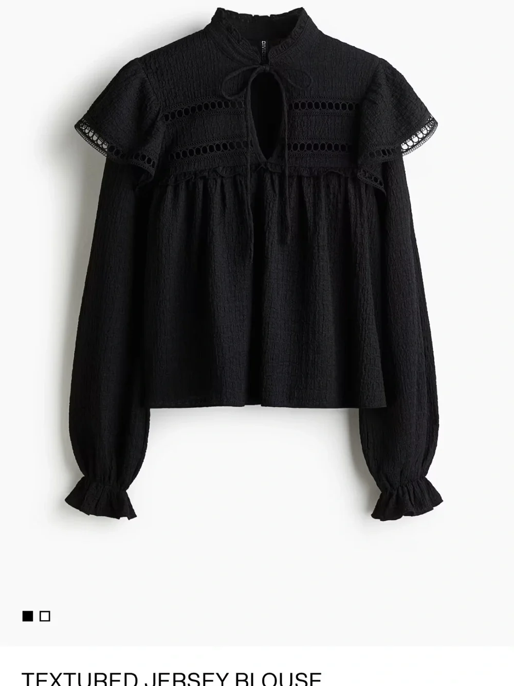 Divided Womens Black Long-Sleeve Ruffle Yoke Blouse